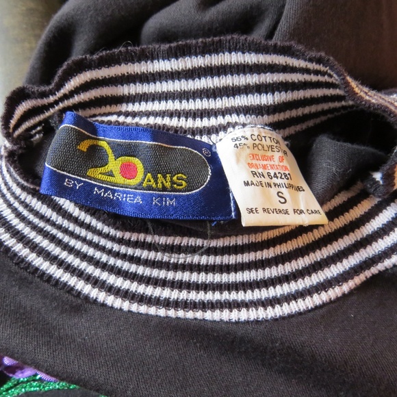 Vintage 80s Statement Knit Top | Ribbon Embroidery & Gem Accents | Retro Glam - Picture 8 of 8